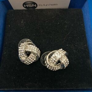 R.J. Graziano silvertone and crystal Love Knot earrings